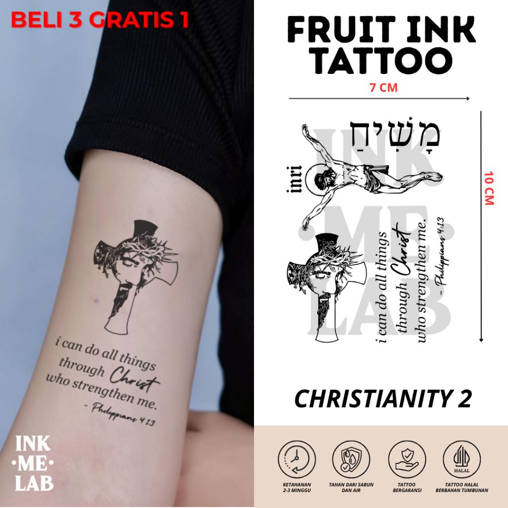 Jual INKMELAB - CHRISTIANITY 2 Fruit Ink Temporary Tattoo 10X7CM - Tato ...