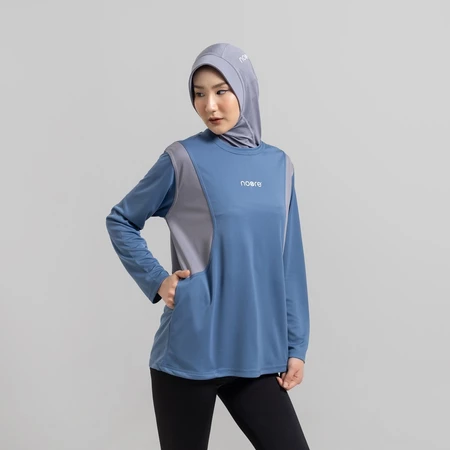 Pakaian Olahraga Aurora Top Pro Stone Blue dan Noore