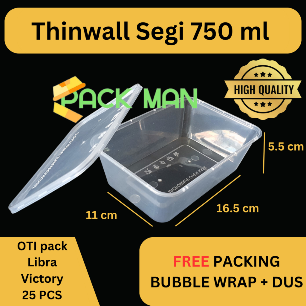 Jual Thinwall Persegi Panjang / Kotak Makan Plastik Rectangle 750 ml ...