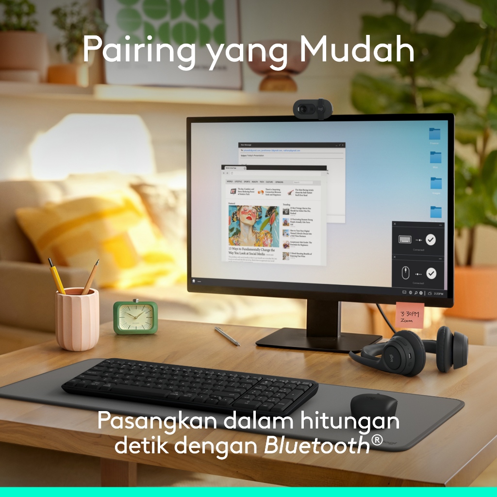 Logitech K250 Bluetooth Keyboard dengan Tombol angka, Konektivitas yang Mudah, Keyboard Nirkabel Ringkas yang dibuat dengan Plastik Daur Ulang, Tahan  (3)