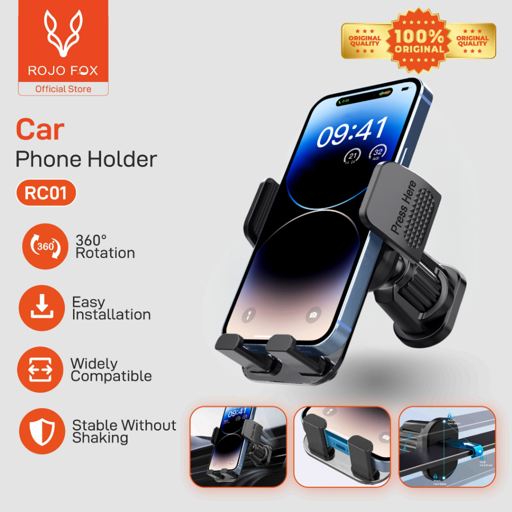 Jual ROJO FOX Car Holder HP Mobil Air Vent | 360° Rotasi + Vent Mount ...