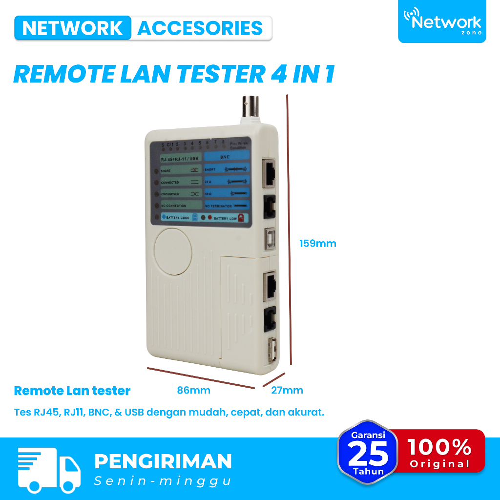 Jual Remote Cable LAN Tester 4 in 1 LAN RJ45 RJ11 USB BNC | Shopee ...