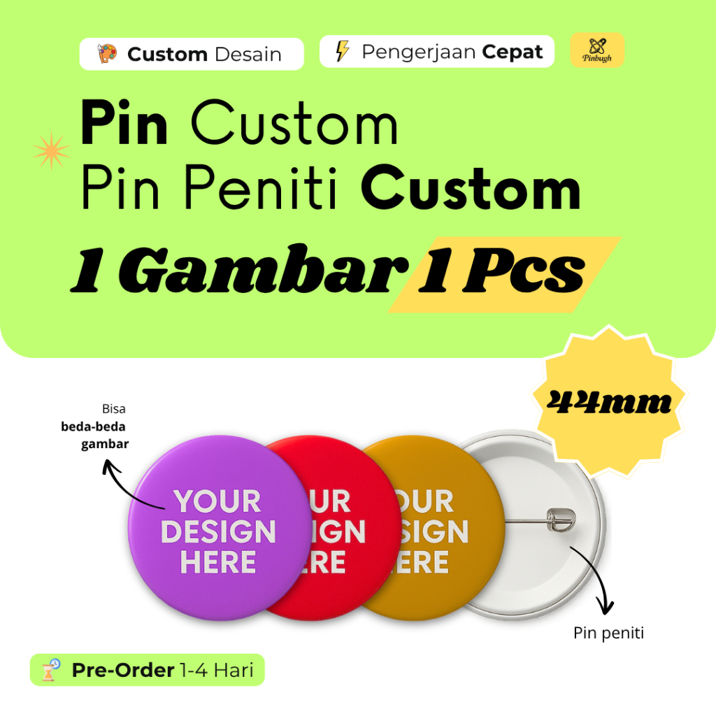 Jual Pin Custom 44mm Bisa Beda Gambar | 1 gambar 1 pcs | Pin Lucu | Pin ...