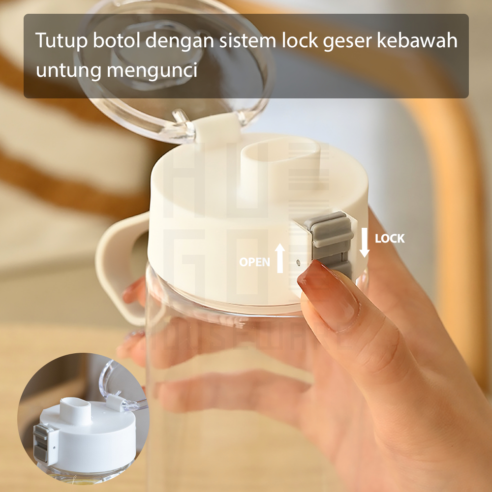 Jual Hugo Houseware Botol Minum Polos Transparan Estetik Warna Putih ...