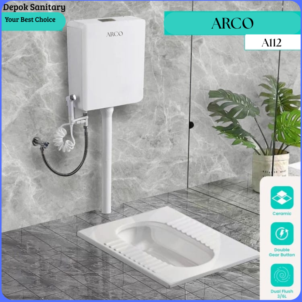 SET Toilet / Kloset Jongkok ARCO A112/A131 with Flush