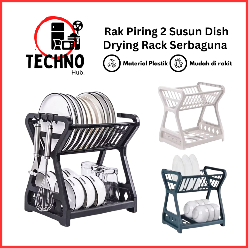 Jual Rak Piring 2 Susun Plastik Serbaguna – Dish Drying Rack, Tempat ...