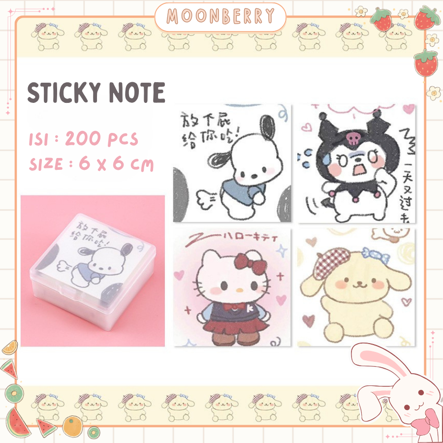 Jual Kertas Memo 200 Pcs Sanrio / Sticky Note Motif Kuromi Lucu ...