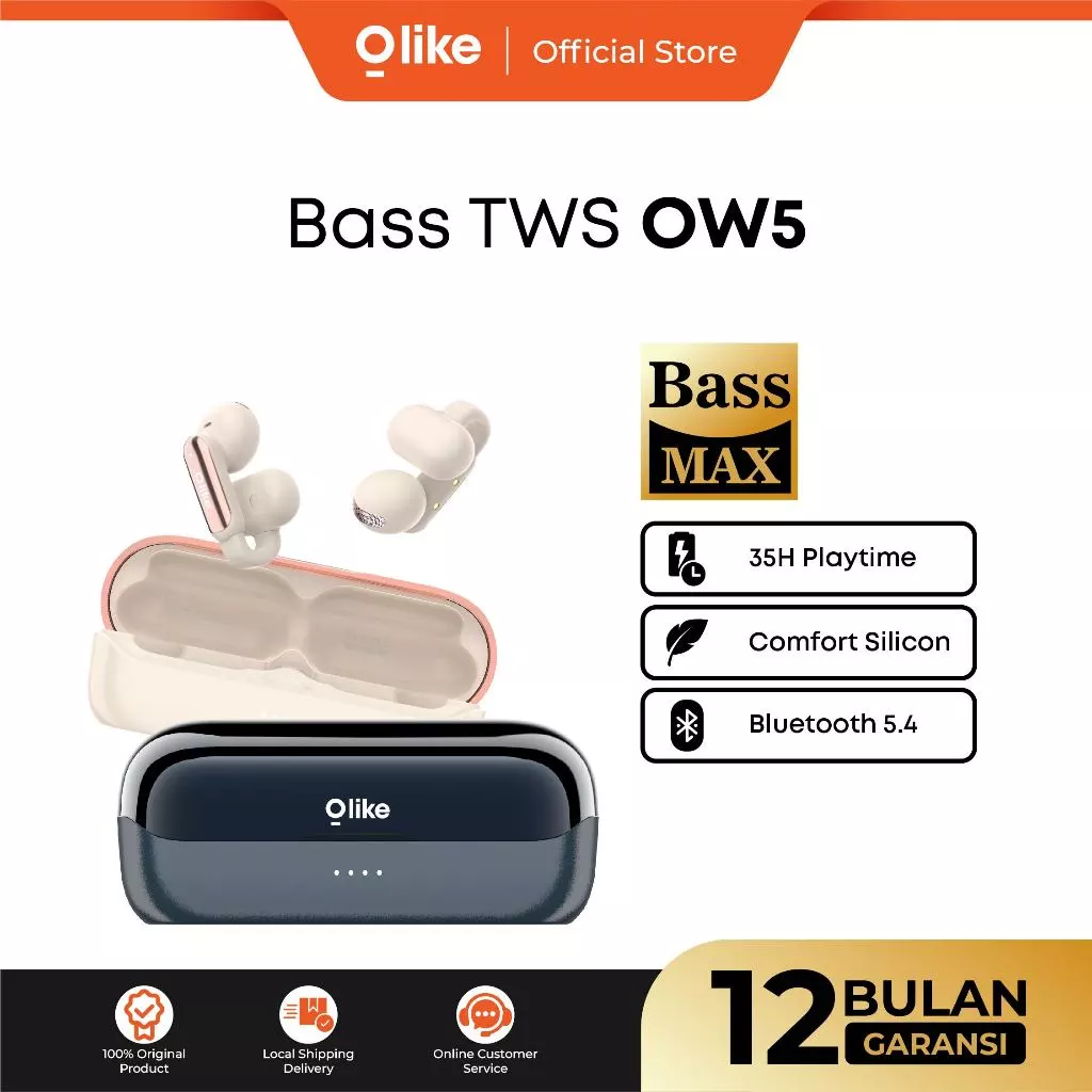 OLIKE TWS OW5 Open Ear Earphone Bluetooth 5.4 Comfort Earbuds 35 Jam Playing Time | Headset Bass Max