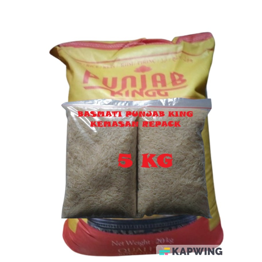 Jual Beras Basmati Punjab King Extra Long Kemasan Repack 5kg Basmati ...