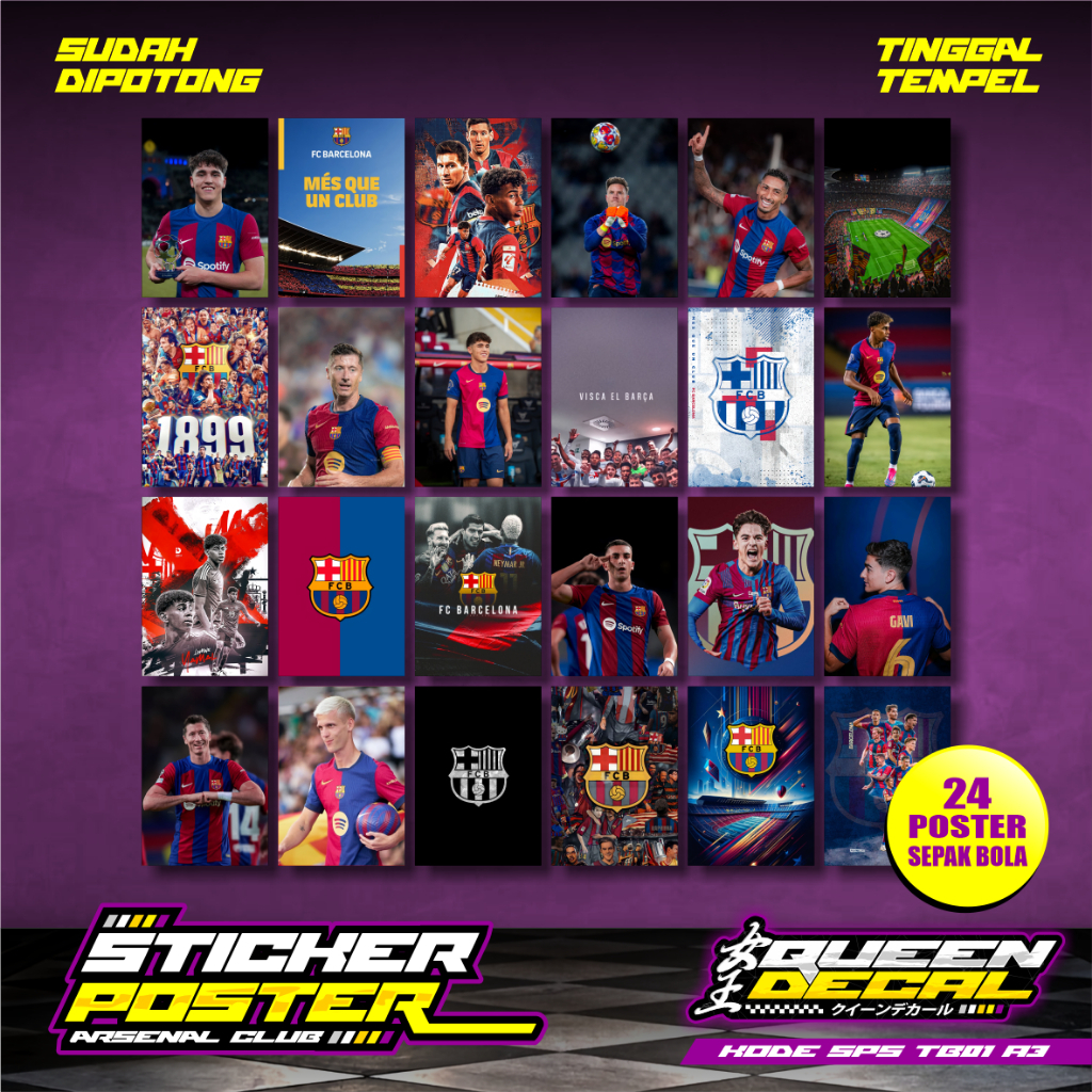 Jual STICKER POSTER DINDING ISI 24 PCS - DESAIN SEPAK BOLA AESTHETIC ...