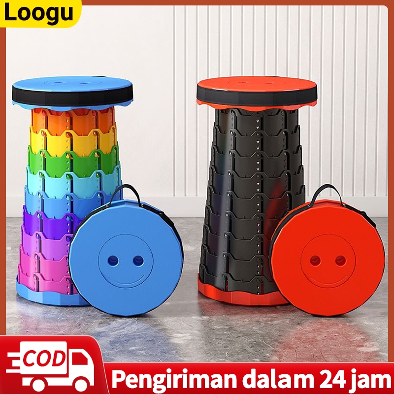 Loogu Bangku Lipat Portable Teleskopik Kursi Lipat Plastik Teleskopik Outdoor Ditarik Disesuaikan