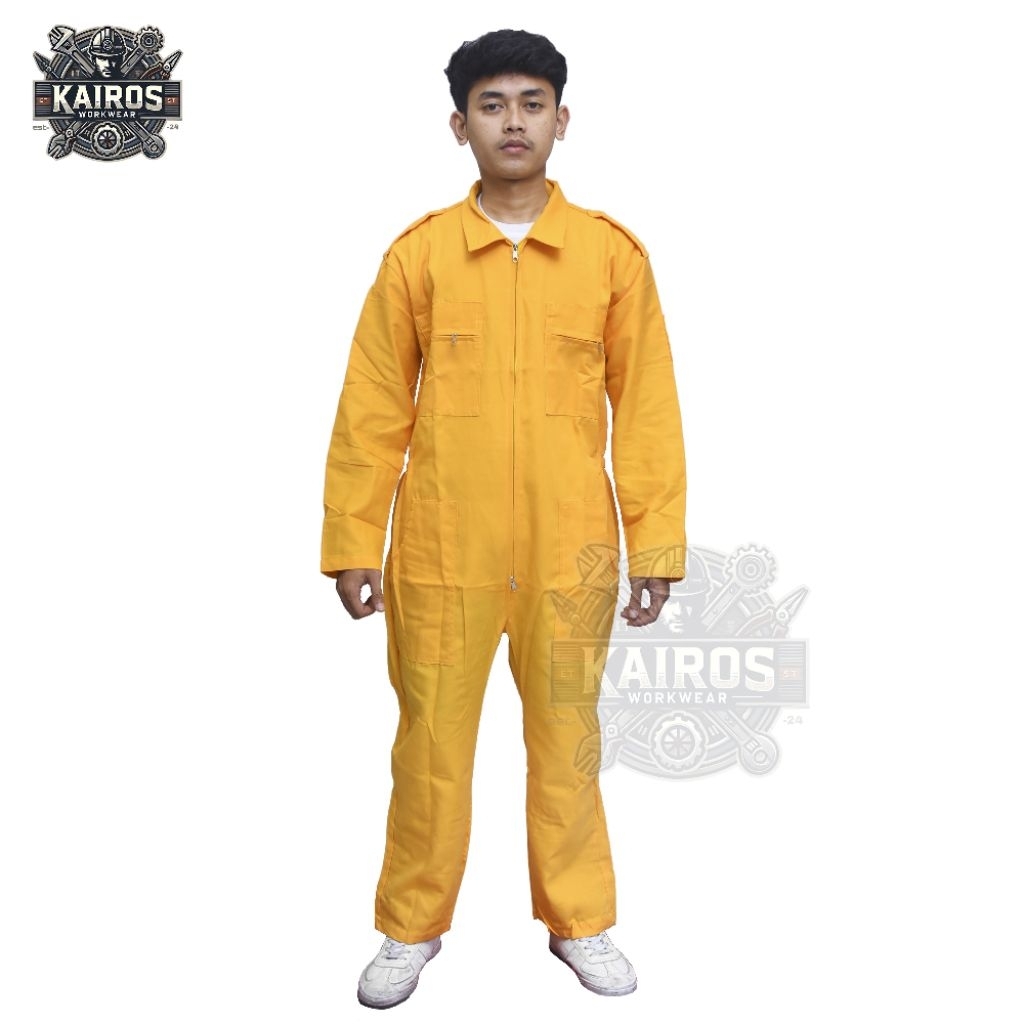Jual WEARPACK MONTIR POLOS LENGAN PANJANG COVERALL KATELPAK KUNING ...