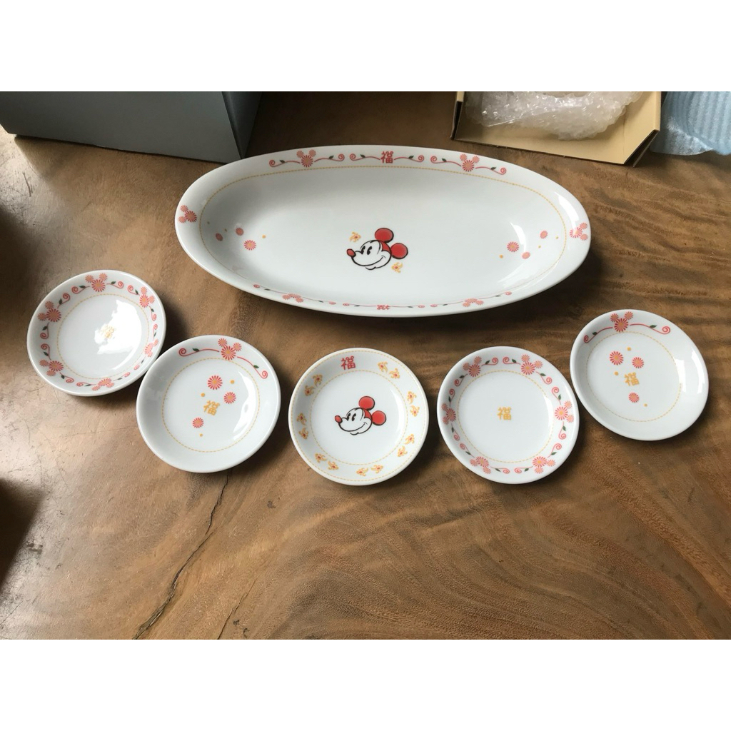 Jual mickey plate oval set / mickey dessert plate set | Shopee Indonesia