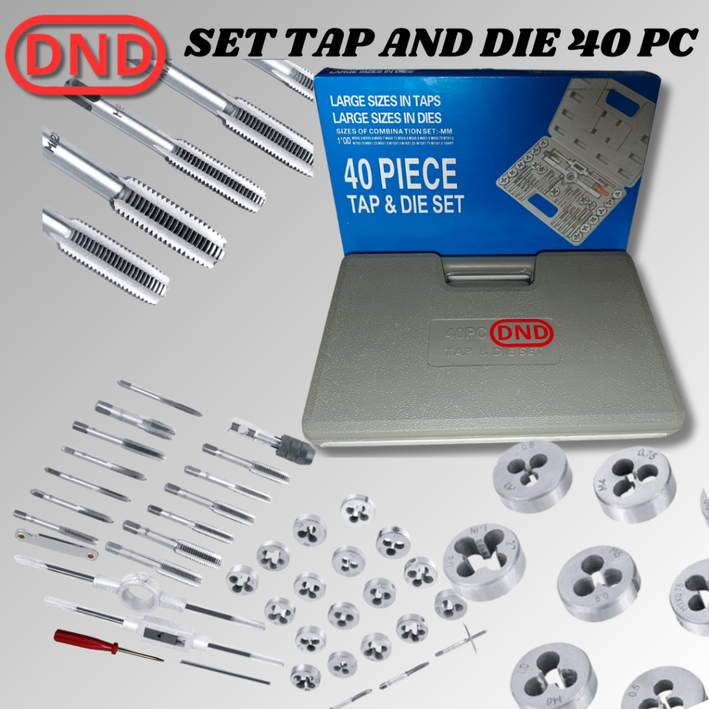 Jual DND Set Tap and Die Hand Tap 40pcs Ukuran SAE Inchi Metrik Alat ...