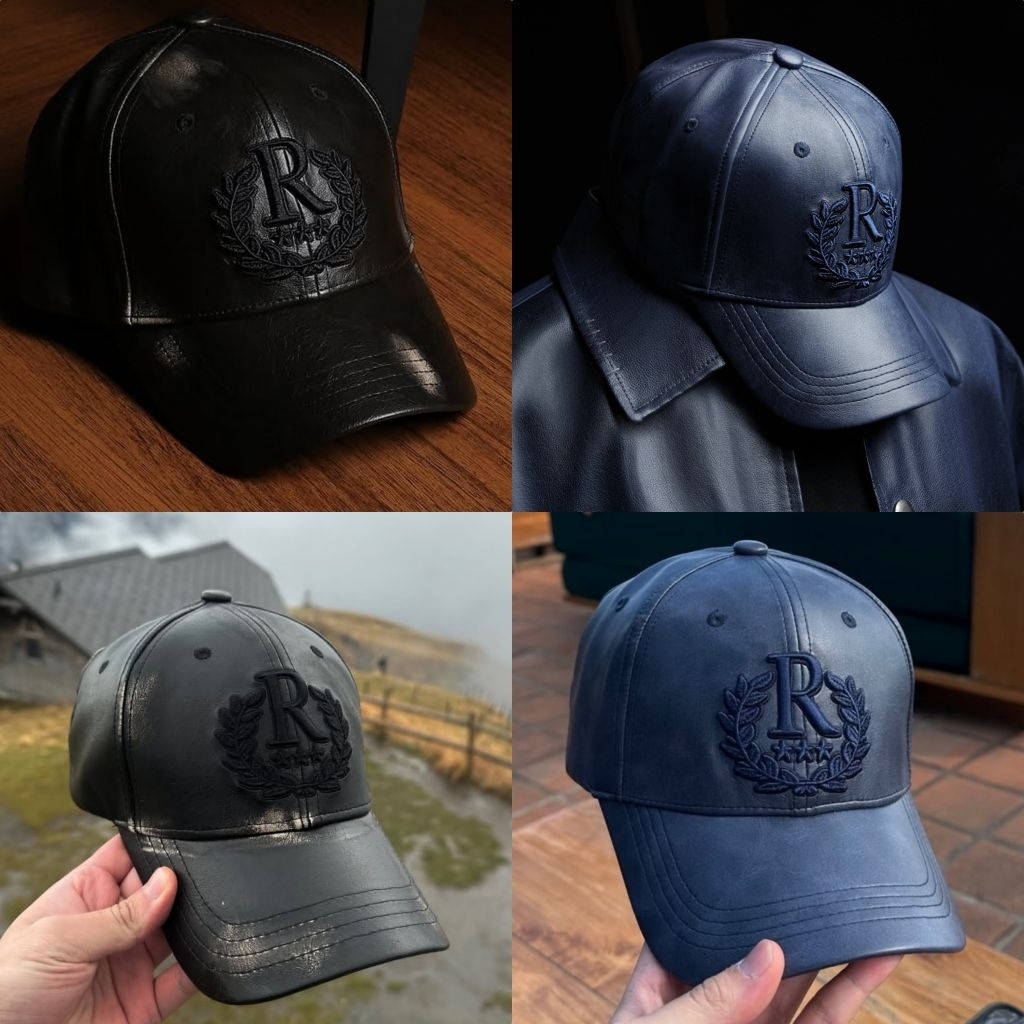Jual Rucas Crown Paint Leather Black Cap / Rucas Crown Leather Blue Cap ...