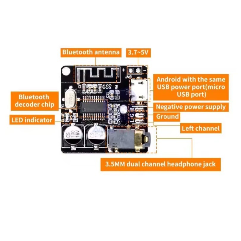 Jual Bluetooth 5.0 Audio Recevier Modul Stereo Bluetooth MP3 Musik ...