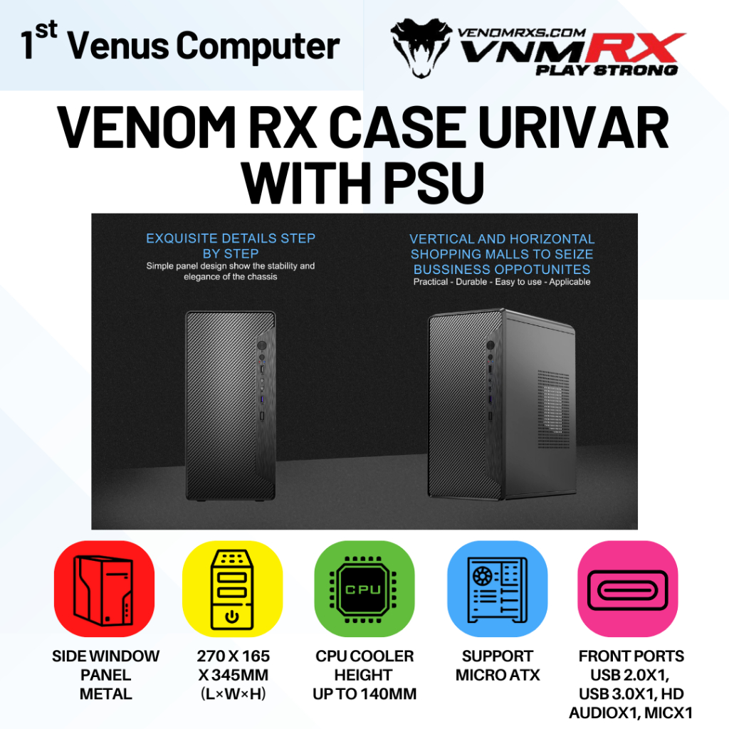 Jual Casing PC Komputer VenomRX Venom-RX URIVAR | Midi Tower | Micro ...