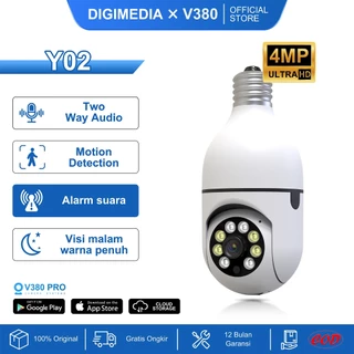 COD✅DigiMedia Y02 CCTV Lampu 1080P 360° PTZ Panoramic WiFi indoor Kamera bohlam【Anti-pencurian】Tampilan panorama 360° + HP jarak jauh + garansi 2 tahun