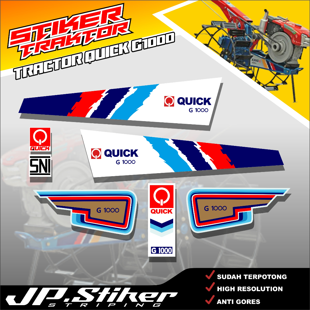 Jual Sticker Traktor Quick G1000 Full Set Sudah Cutting Striping ...