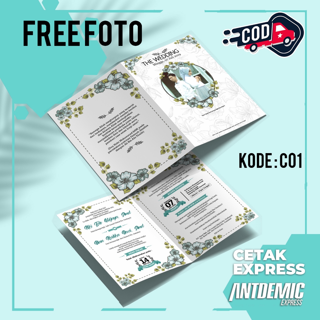 Undangan Pernikahan Murah Express | Custom Foto Orang Tua Mewah Premium Simple Elegan | Walimatul Ursy Khitan Aqiqah | Desain Jawa Batak Islami Rustic COD