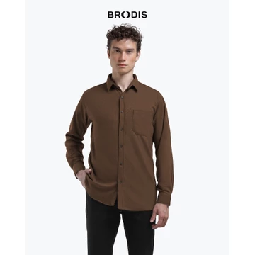 Broodis Kemeja Polos Hitam Cotton SOFTEE Black Lengan Panjang Slimfit