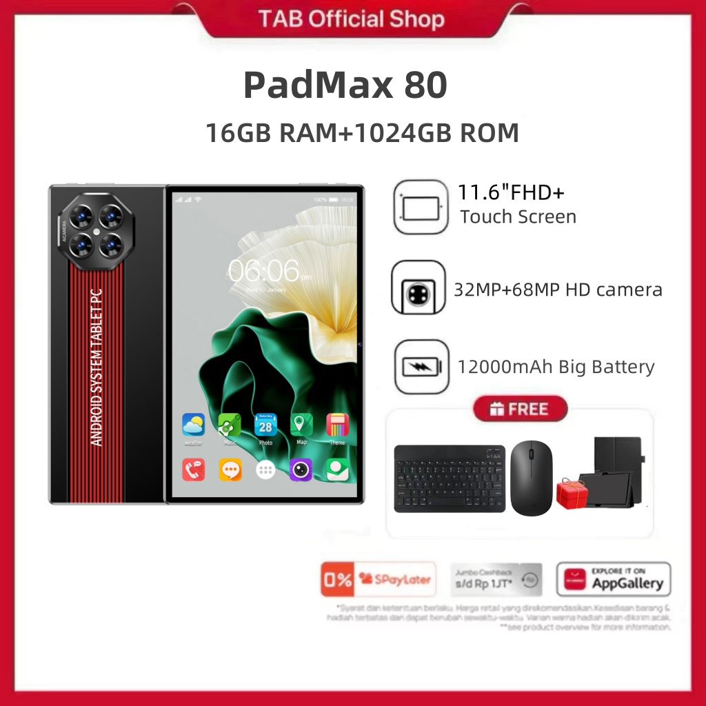 Jual 【Free Mouse Keyboard 】Tablet PadMax 80 11.6inch 16GB+1024GB Murah ...