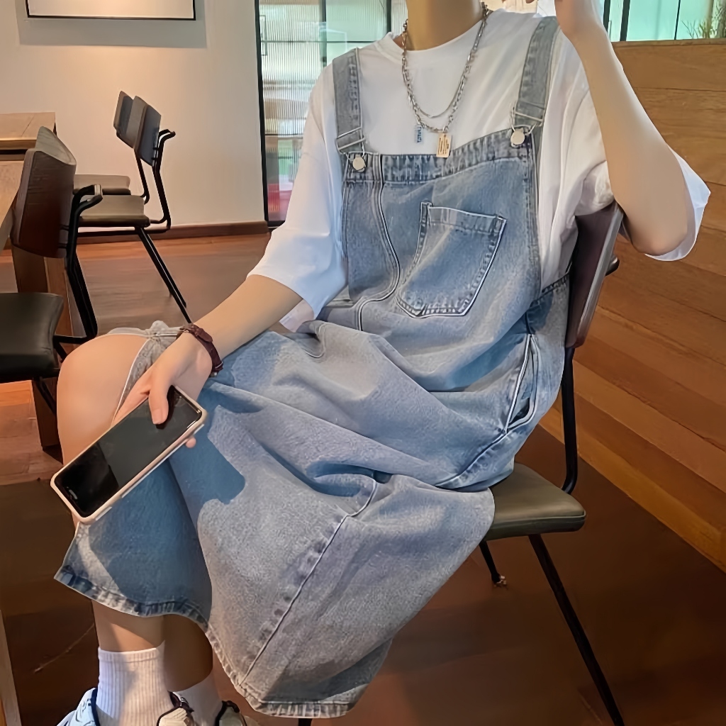 Jual Rok Overall Denim Korea Model Terusan Wanita, Desain Unik Elegan ...