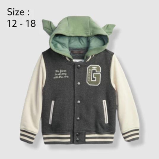 Minoti Boys Varsity Jacket With Snap Buttons And PU Sleeves Grey | Sports Direct