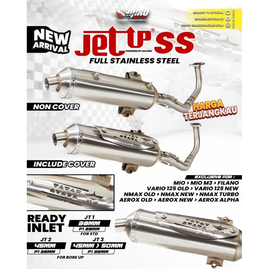 Jual Knalpot Standar Racing Shijiro Jet - Up Stainless N-Max New/Old ...