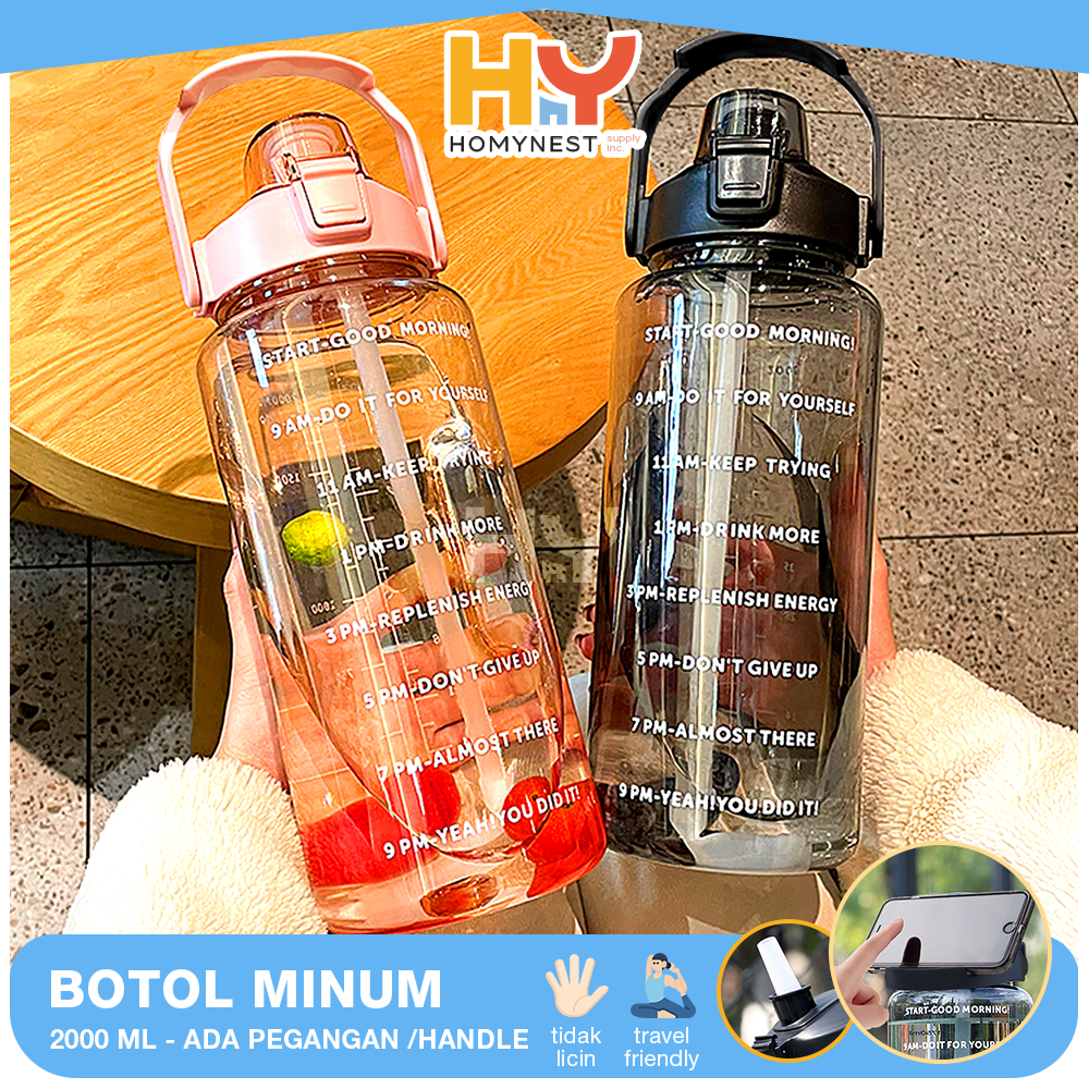 Jual HOMYNEST Botol Minum Jumbo Bening Premium 2000ml Dengan Tali ...