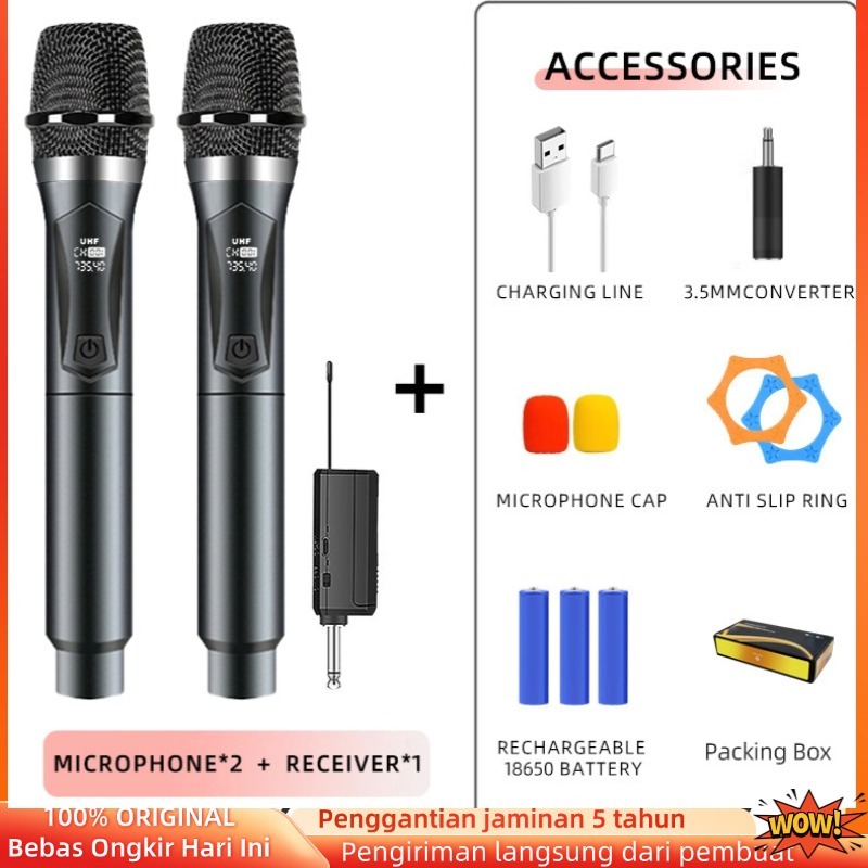 Jual (COD) MIC 207 Dual Digital Microphone Wireless Microphone Black ...