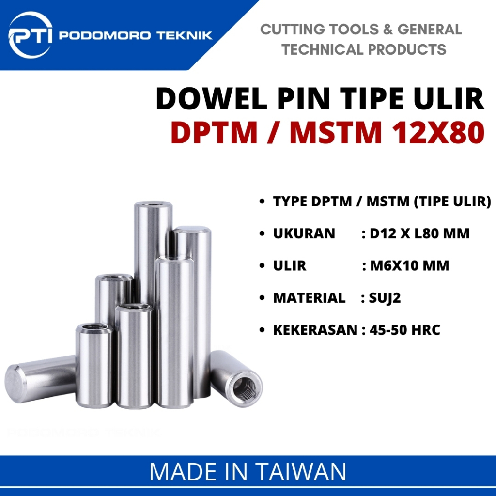 Jual DPTM / MSTM 12 X 80 MM Dowel Pin Lobang Drat Ulir Tipe DPTM / MSTM ...