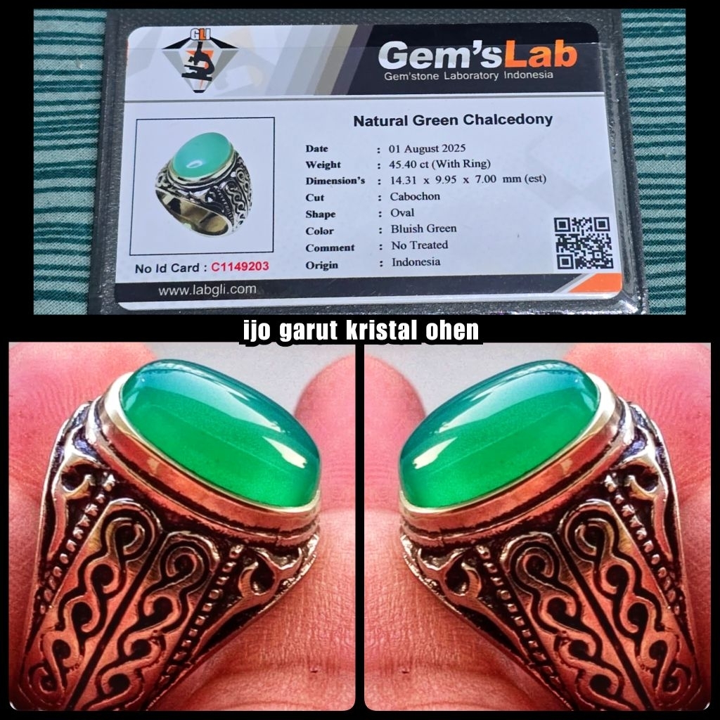 Jual CINCIN BATU KRISTAL IJO GARUT OHEN KRISTAL + MEMO LAB | Shopee ...