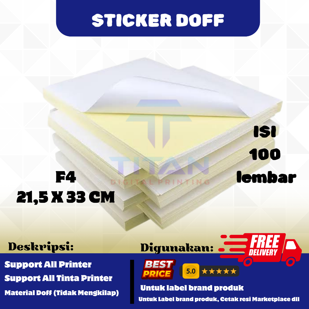 Jual Sticker Doff F4 100 lembar Stiker F4 Doff Sticker F4 Sticker HVS ...
