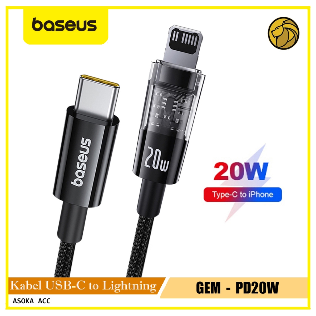 Jual BASEUS Kabel PD20W Fast Charging USB-C to Lightning GEM For iP 11 ...