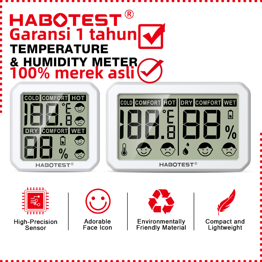 Jual HABOTEST HT680 Digital LCD Thermometer Hygrometer, Indoor Mini ...