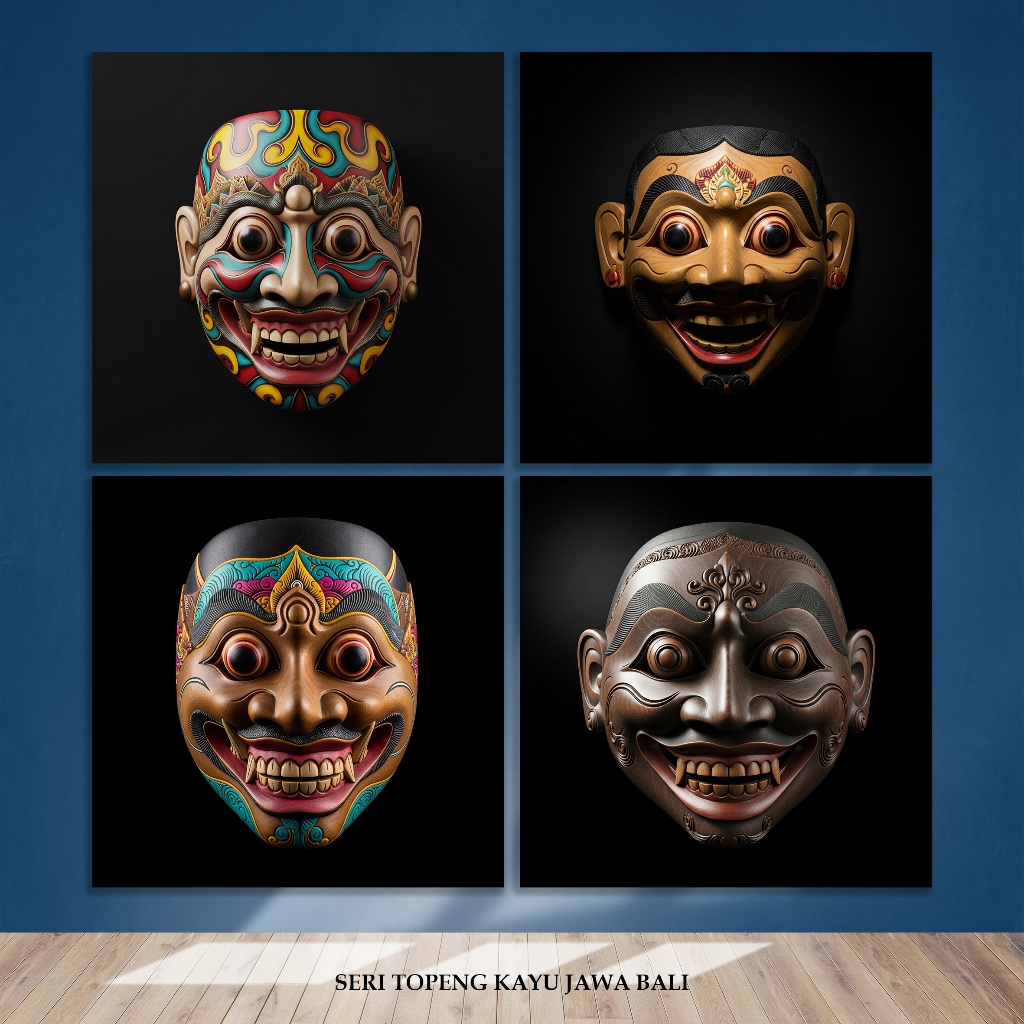Jual Poster Hiasan Dinding MDF Seri Gambar Topeng Kayu Jawa Bali Hiasan ...