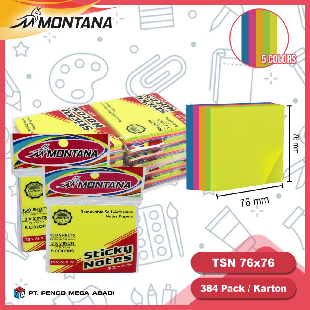 Jual GROSIR 1Box(12set) MONTANA Sticky notes medium // memo tempel ...