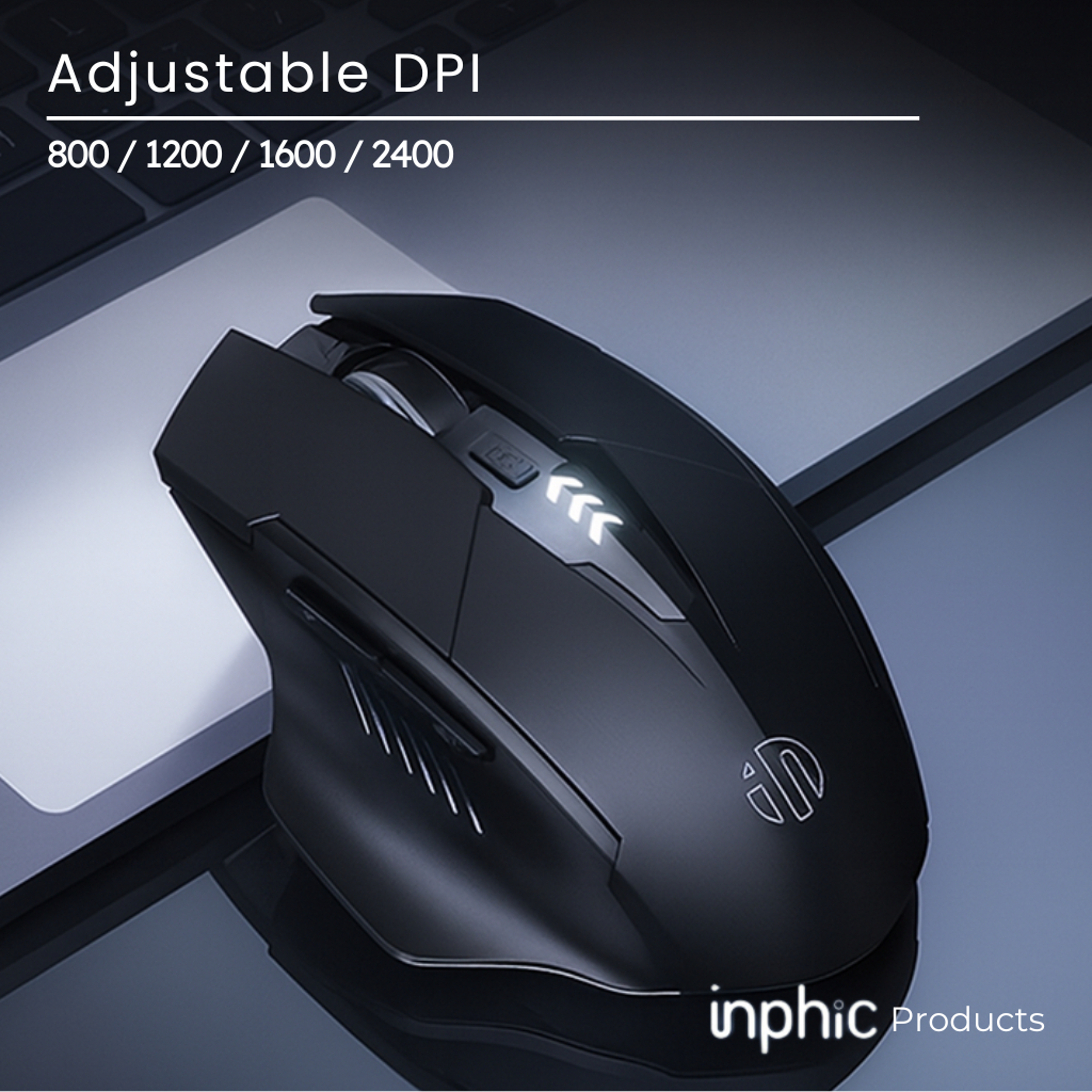 Mouse Gaming Wireless 3 Mode Bluetooth Silent Click Rechargeable Battery A1 Inph - foto 4