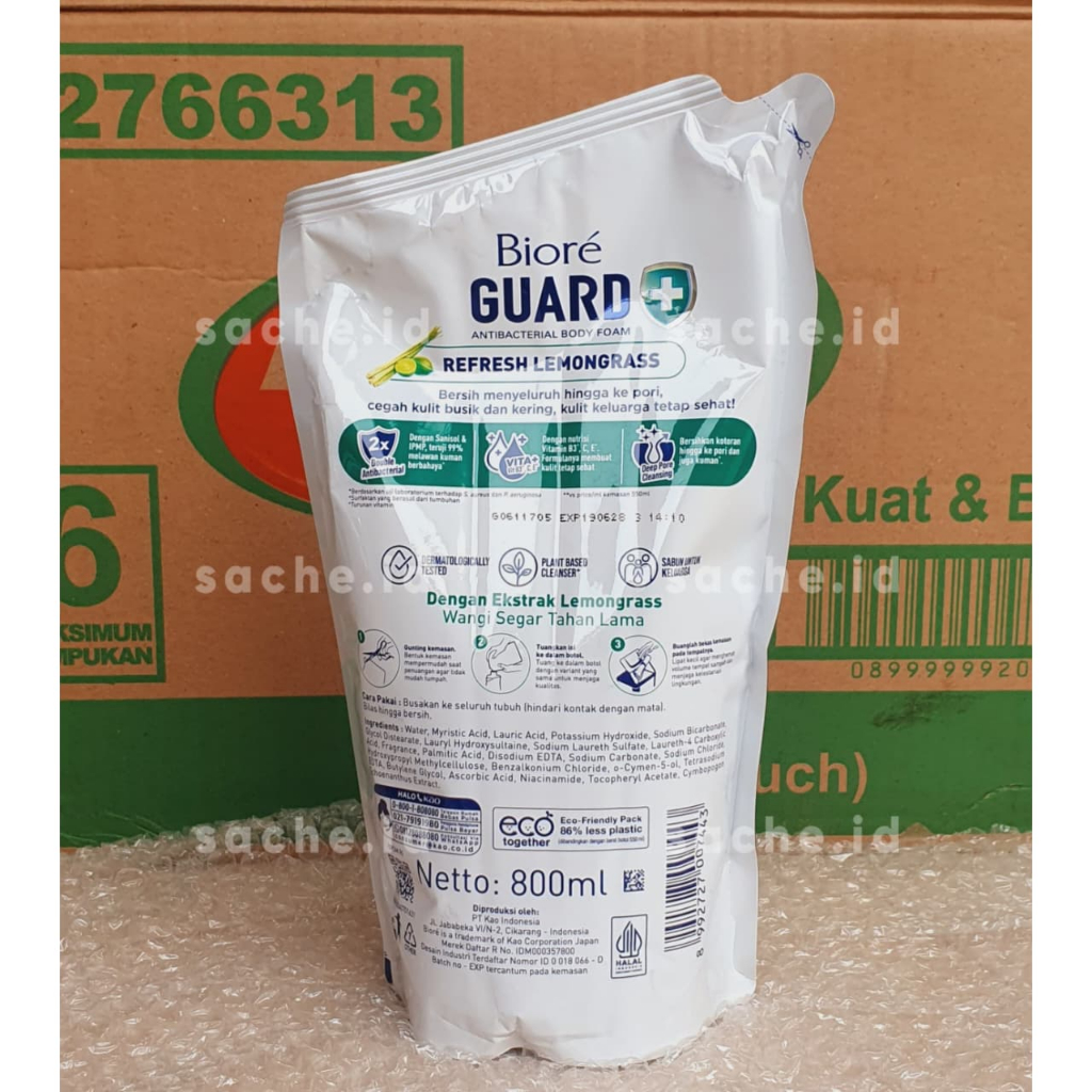 Jual Biore Guard Body Foam Sabun Mandi Cair 800mL Refill | Biore Merah ...