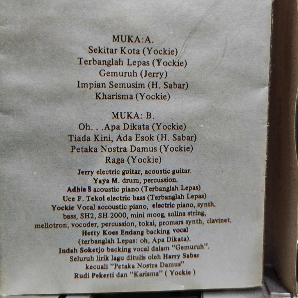 Jual Kaset Pita - Yockie Suryo Prayogo - Terbanglah Lepas - Radio