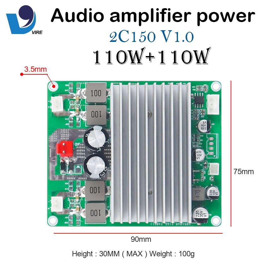 Jual VIRE 110W+110W 2C150 Dual Channel TPA3221 Classe D Audio Amplifier ...