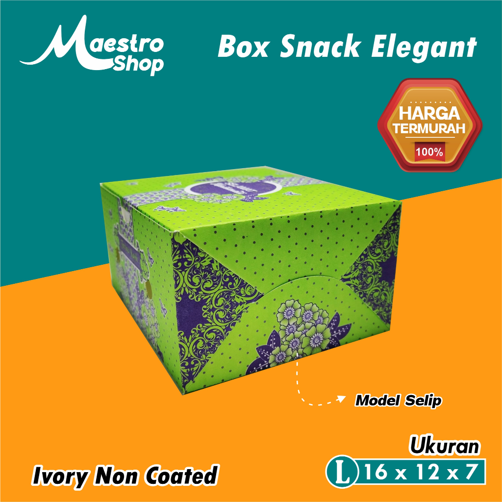 Jual Dus Box Snack Motif Elegant | 16x12x7 cm | Ivory Non Coated (Tebal ...
