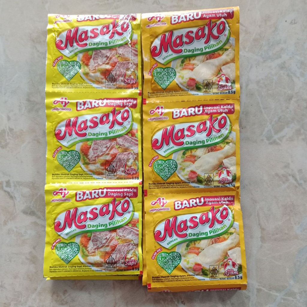 Jual BUMBU PENYEDAP MASAKO AYAM/SAPI (1 renteng isi 12 bks) | Shopee ...