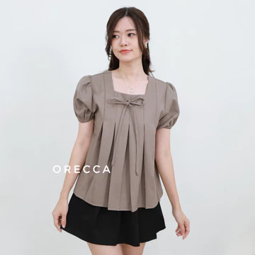 ORECCA Grace Blouse Atasan Wanita Lengan Pendek Pita
