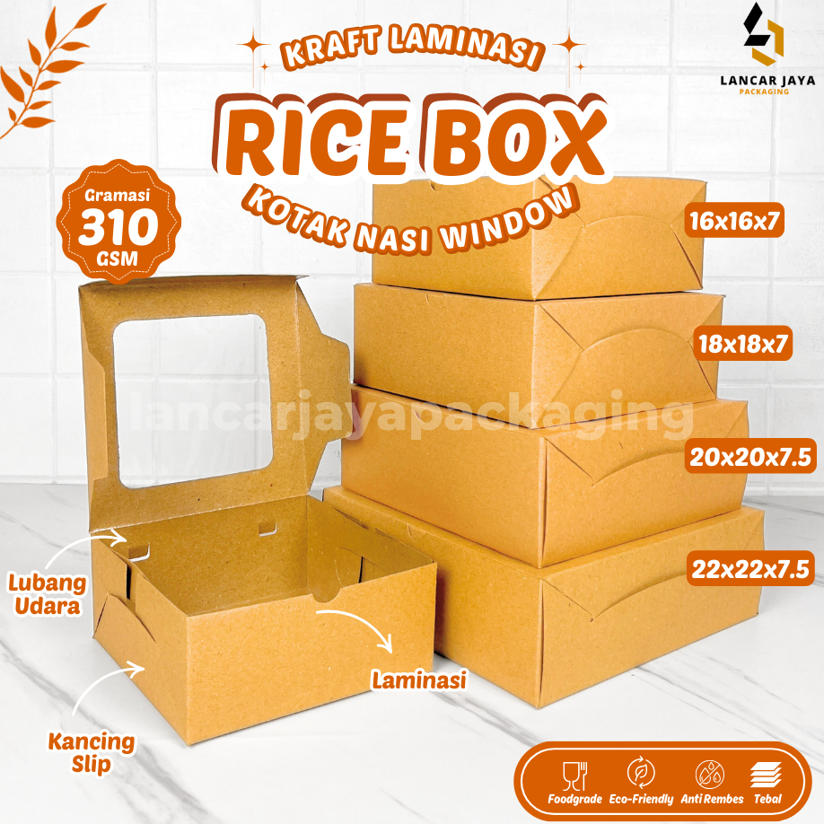 Jual Rice Box Kraft Coklat Polos Window Laminasi Non Laminasi R6 R8 ...