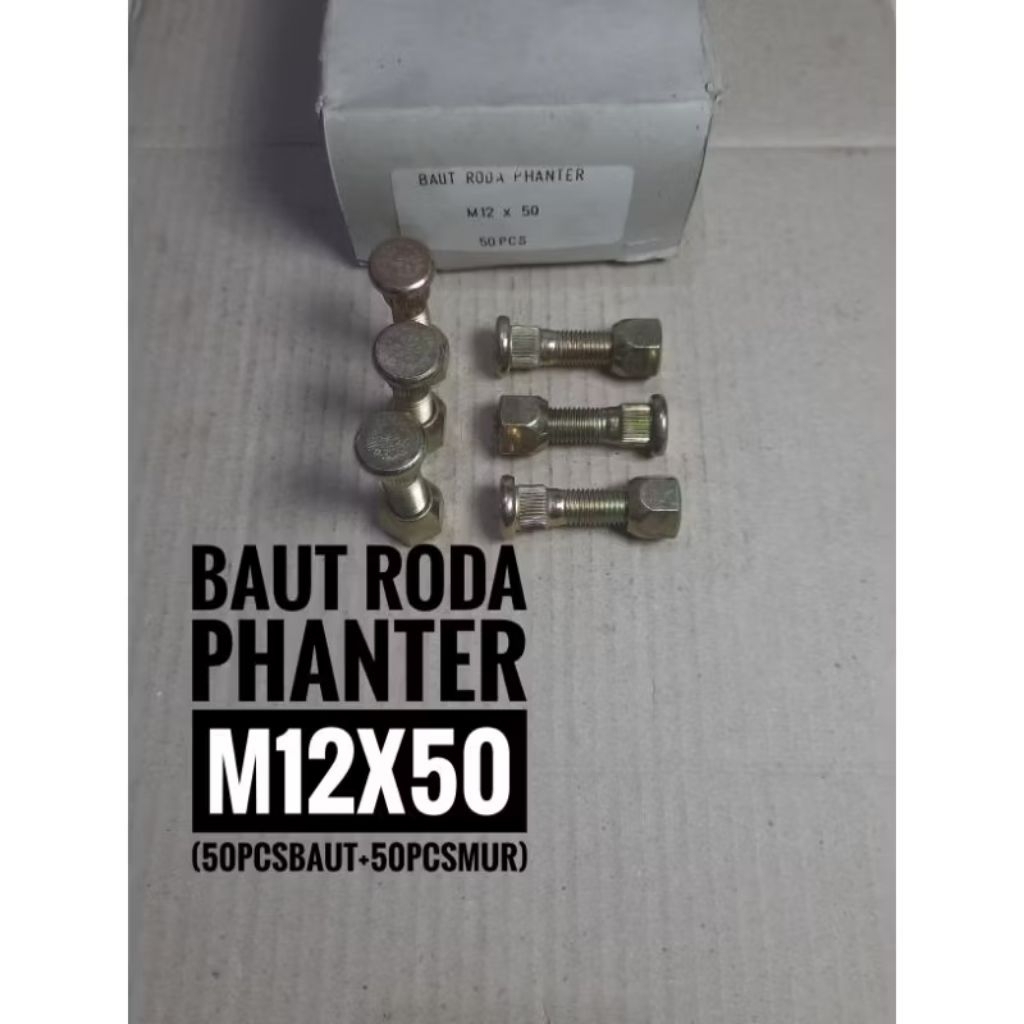 Jual baut roda mobil phanter 12x1,5x50 (50set) kunci 19 | Shopee Indonesia