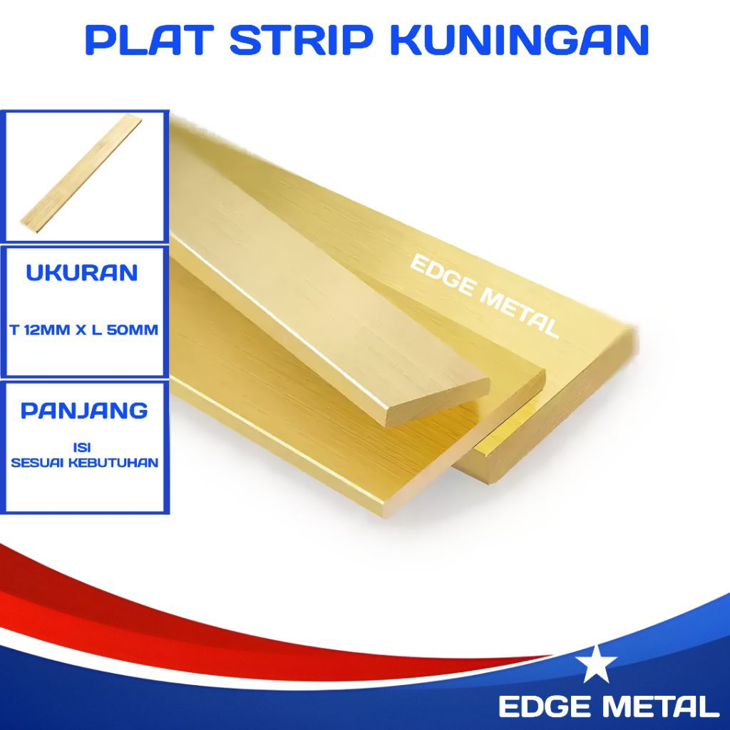 Jual PLAT STRIP KUNINGAN | T 12MM X L 50MM X P. PER 1CM | BRASS STRIPE ...