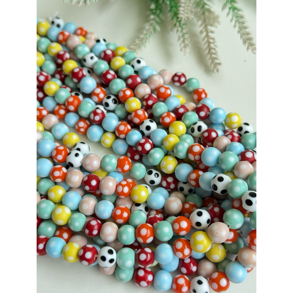 Jual Manik bulat polkadot mix color/ indonesian glass beads / manik ...