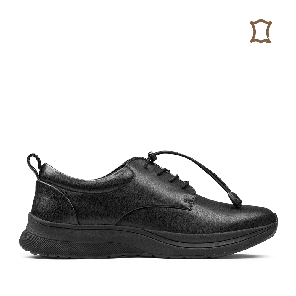 Jual Prabu - Sepatu Kulit Sneakers Pria Rizki Black Hitam | Shopee ...